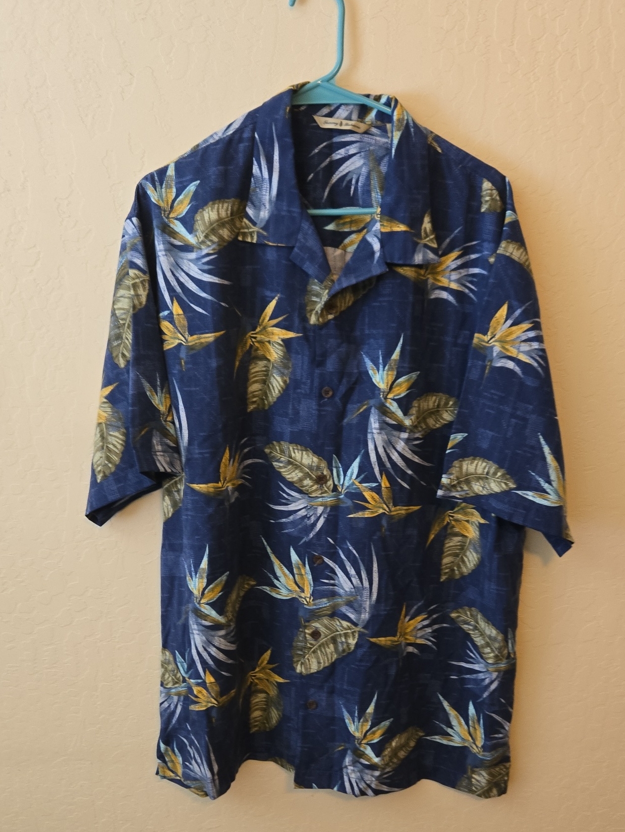 Tommy Bahama Navy Blue Tropical Print Button-Down Shirt